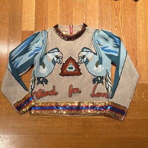 Colorful Bird Embroidered Sweater